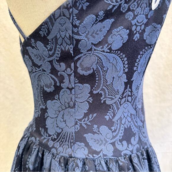 Gunne Sax vintage 80s navy brocade tea length formal/party dress size 7/8 - Picture 15 of 16